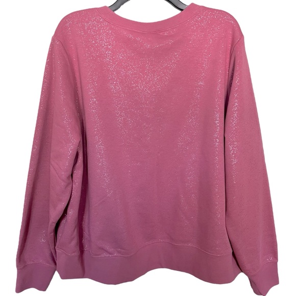 Nike NWT Club Fleece Crewneck Desert Berry Pink Glitter Sweatshirt ~ 1X - Picture 7 of 13